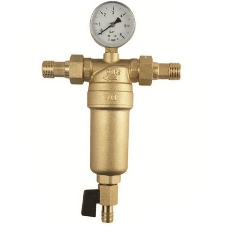картинка Самопромывной фильтр для горячей воды с манометром "VIEIR" - Ø1/2" от магазина Пермская Тепловая компания
